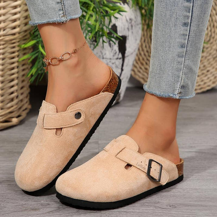 Women’s Cozy Suede Cork Footbed Slippers – Soft, Comfortable, Casual Slip-Ons