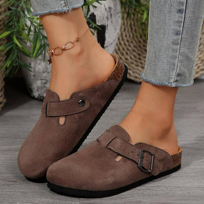 Women’s Cozy Suede Cork Footbed Slippers – Soft, Comfortable, Casual Slip-Ons