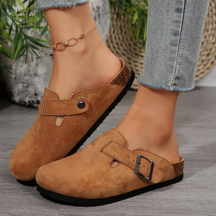 Women’s Cozy Suede Cork Footbed Slippers – Soft, Comfortable, Casual Slip-Ons